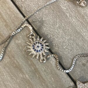 Elegant Silver and Blue Sunburst Necklace